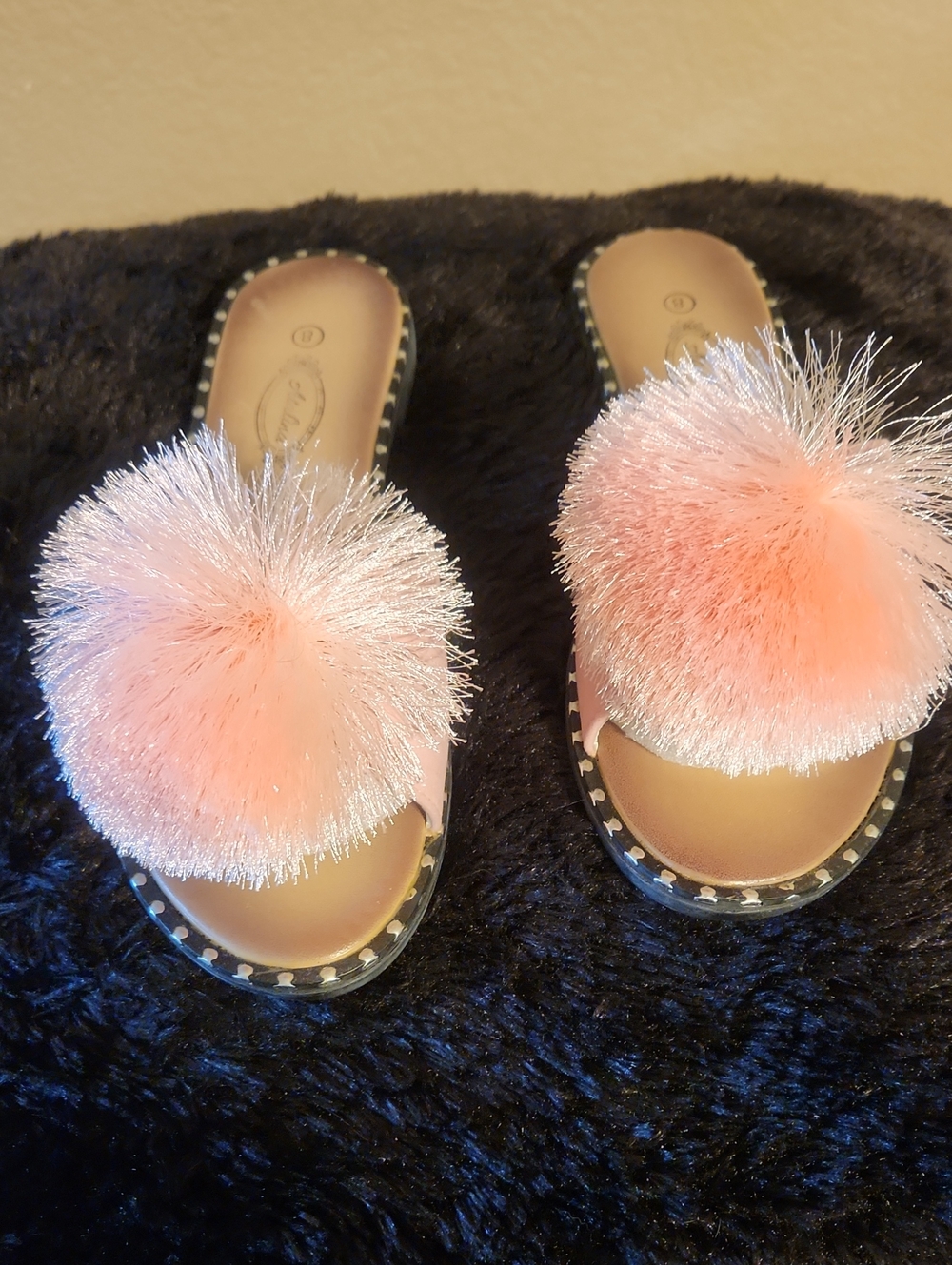 Lipstick Boutique Pink Pom Pom Slide Sandals